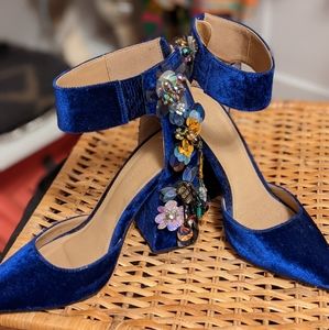ASOS Embellished Blue Velvet Heels
